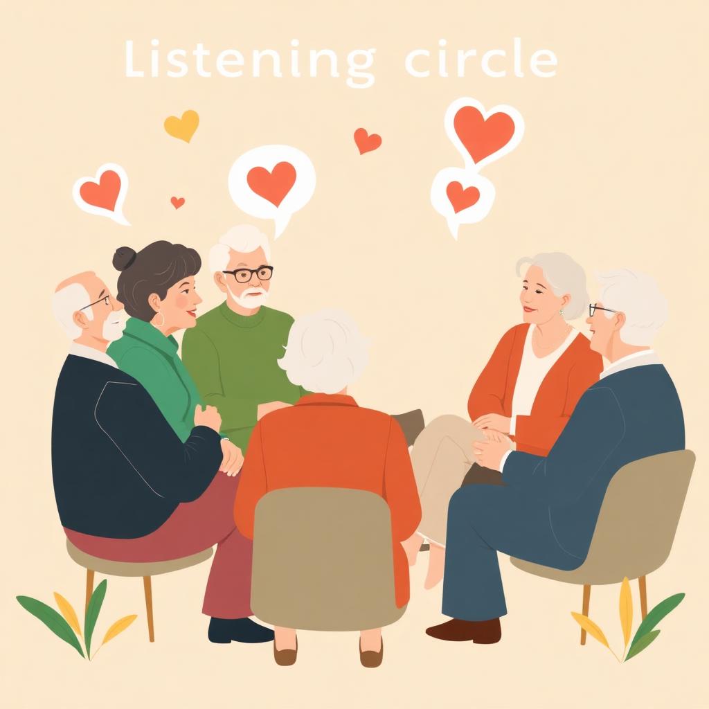 Roda de conversa com pessoas idosas